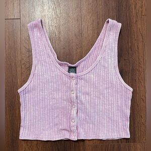 Junior’s Wild Fable Pink Button Up Ribbed Crop Top M